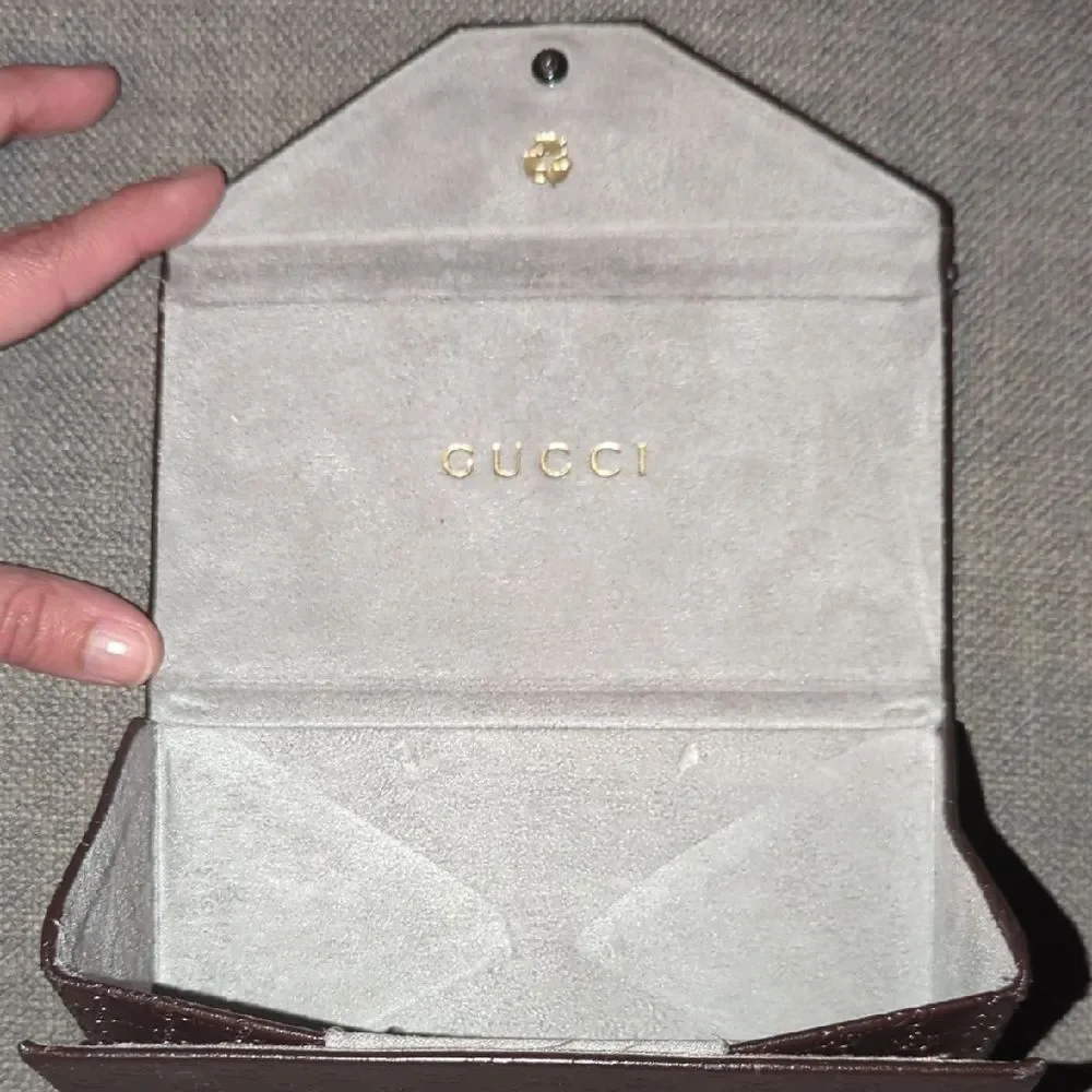 Gucci Dark Brown Embossed Sunglass Case